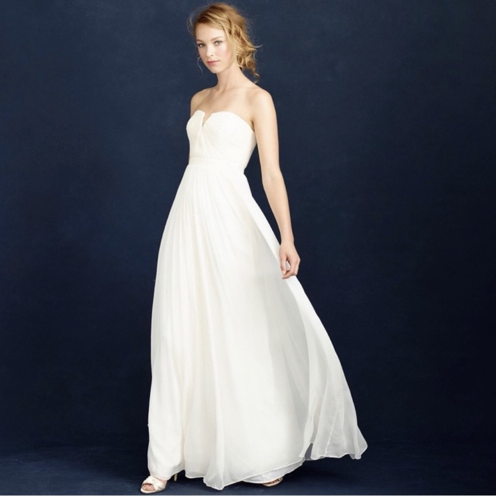 JCREW 100% Silk Ivory Strapless Gown NWT